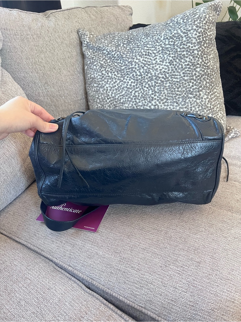Balenciaga Vintage Le City Velo Navy Blue Leather Satchel Bag - Picture 6 of 12